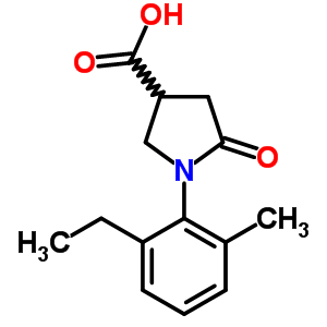 1-(2-Ethyl-6-methylphenyl)-5-oxopyrrolidine-3-carboxylic acidStructure,63674-54-4Structure 1-(2-Ethyl-6-methylphenyl)-5-oxopyrrolidine-3-carboxylic acid Structure,63674-54-4Structure