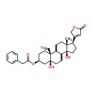 5,14-二羥基-19-氧代-3beta-[(苯基乙?；?氧基]-5beta-心甾-20(22)-烯內(nèi)酯結(jié)構(gòu)式_63979-71-5結(jié)構(gòu)式