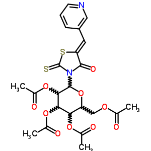 4-Thiazolidinone,5-(3-pyridinylmethylene)-3-(2,3,4,6-tetra-o-acetyl-b-d-glucopyranosyl)-2-thioxo-Structure,65562-37-0Structure 4-Thiazolidinone,5-(3-pyridinylmethylene)-3-(2,3,4,6-tetra-o-acetyl-b-d-glucopyranosyl)-2-thioxo- Structure,65562-37-0Structure