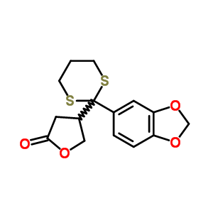 4-(2-(1,3-Benzodioxol-5-yl)-1,3-dithian-2-yl)dihydro-2(3h)-furanoneStructure,67838-86-2Structure 4-(2-(1,3-Benzodioxol-5-yl)-1,3-dithian-2-yl)dihydro-2(3h)-furanone Structure,67838-86-2Structure