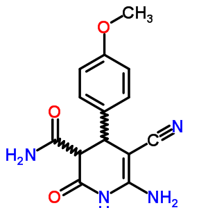 3-Pyridinecarboxamide,6-amino-5-cyano-1,2,3,4-tetrahydro-4-(4-methoxyphenyl)-2-oxo-Structure,70987-91-6Structure 3-Pyridinecarboxamide,6-amino-5-cyano-1,2,3,4-tetrahydro-4-(4-methoxyphenyl)-2-oxo- Structure,70987-91-6Structure