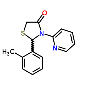 4-Thiazolidinone,2-(2-methylphenyl)-3-(2-pyridinyl)-Structure,71979-07-2Structure 4-Thiazolidinone,2-(2-methylphenyl)-3-(2-pyridinyl)- Structure,71979-07-2Structure