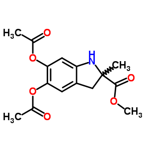 1H-indole-2-carboxylic acid, 5,6-bis(acetyloxy)-2, 3-dihydro-2-methyl-, methyl esterStructure,72014-01-8Structure 1H-indole-2-carboxylic acid, 5,6-bis(acetyloxy)-2, 3-dihydro-2-methyl-, methyl ester Structure,72014-01-8Structure