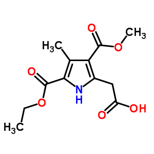 2-(5-Ethoxycarbonyl-3-methoxycarbonyl-4-methyl-1h-pyrrol-2-yl)acetic acidStructure,7473-21-4Structure 2-(5-Ethoxycarbonyl-3-methoxycarbonyl-4-methyl-1h-pyrrol-2-yl)acetic acid Structure,7473-21-4Structure