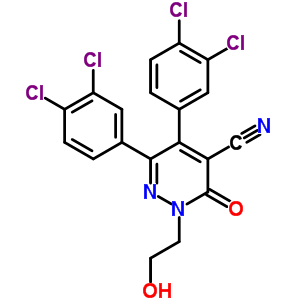 5,6-Bis(3,4-dichlorophenyl)-2-(2-hydroxyethyl)-3-oxo-2,3-dihydro-4-pyridazinecarbonitrileStructure,75660-46-7Structure 5,6-Bis(3,4-dichlorophenyl)-2-(2-hydroxyethyl)-3-oxo-2,3-dihydro-4-pyridazinecarbonitrile Structure,75660-46-7Structure