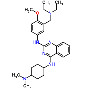 N-[3-(二乙基氨基甲基)-4-甲氧基-苯基]-N-(4-二甲基氨基環(huán)己基)喹唑啉-2,4-二胺結(jié)構(gòu)式_76004-55-2結(jié)構(gòu)式