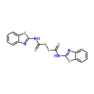 N-苯并噻唑-2-基-1-(苯并噻唑-2-基硫代氨基甲酰二磺?；?甲烷硫代酰胺結(jié)構(gòu)式_80886-98-2結(jié)構(gòu)式