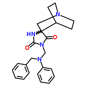 Spiro(1-azabicyclo(2.2.2)octane-3,4-imidazolidine)-2,5-dione, 1-((phenyl(phenylmethyl)amino)methyl)-Structure,81547-29-7Structure Spiro(1-azabicyclo(2.2.2)octane-3,4-imidazolidine)-2,5-dione, 1-((phenyl(phenylmethyl)amino)methyl)- Structure,81547-29-7Structure