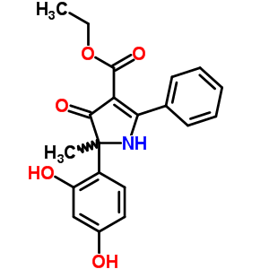 1H-pyrrole-3-carboxylicacid, 5-(2,4-dihydroxyphenyl)-4,5-dihydro-5-methyl-4-oxo-2-phenyl-, ethyl esterStructure,83392-48-7Structure 1H-pyrrole-3-carboxylicacid, 5-(2,4-dihydroxyphenyl)-4,5-dihydro-5-methyl-4-oxo-2-phenyl-, ethyl ester Structure,83392-48-7Structure