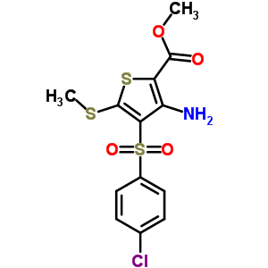 3-氨基-4-[(4-氯苯基)磺?；鵠-5-(甲基硫代)噻吩-2-羧酸甲酯結(jié)構(gòu)式_845266-18-4結(jié)構(gòu)式