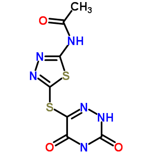 N-[5-[(3,5-二氧代-2H-1,2,4-噻嗪-6-基)磺?；鵠-1,3,4-噻二唑-2-基]乙酰胺結(jié)構(gòu)式_90110-04-6結(jié)構(gòu)式