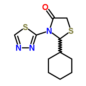 4-Thiazolidinone,2-cyclohexyl-3-(1,3,4-thiadiazol-2-yl)-Structure,91260-02-5Structure 4-Thiazolidinone,2-cyclohexyl-3-(1,3,4-thiadiazol-2-yl)- Structure,91260-02-5Structure