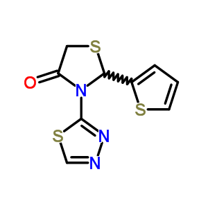 4-Thiazolidinone, 3-(1,3,4-thiadiazol-2-yl)-2-(2-thienyl)-Structure,91260-06-9Structure 4-Thiazolidinone, 3-(1,3,4-thiadiazol-2-yl)-2-(2-thienyl)- Structure,91260-06-9Structure