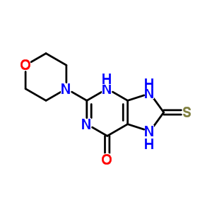 6H-purin-6-one,1,7,8,9-tetrahydro-2-(4-morpholinyl)-8-thioxo-Structure,92765-68-9Structure 6H-purin-6-one,1,7,8,9-tetrahydro-2-(4-morpholinyl)-8-thioxo- Structure,92765-68-9Structure