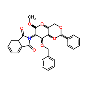 Methyl 3-o-benzyl-4,6-o-benzylidene-2-deoxy-2-(1,3-dioxo-1,3-dihydro-2h-isoindol-2-yl)hexopyranosideStructure,97276-96-5Structure Methyl 3-o-benzyl-4,6-o-benzylidene-2-deoxy-2-(1,3-dioxo-1,3-dihydro-2h-isoindol-2-yl)hexopyranoside Structure,97276-96-5Structure
